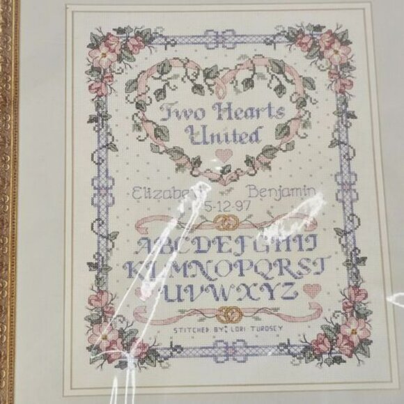 Dimensions Counted Cross Stitch Kit United Hearts Vintage 1996 Sealed - Picture 3 of 6